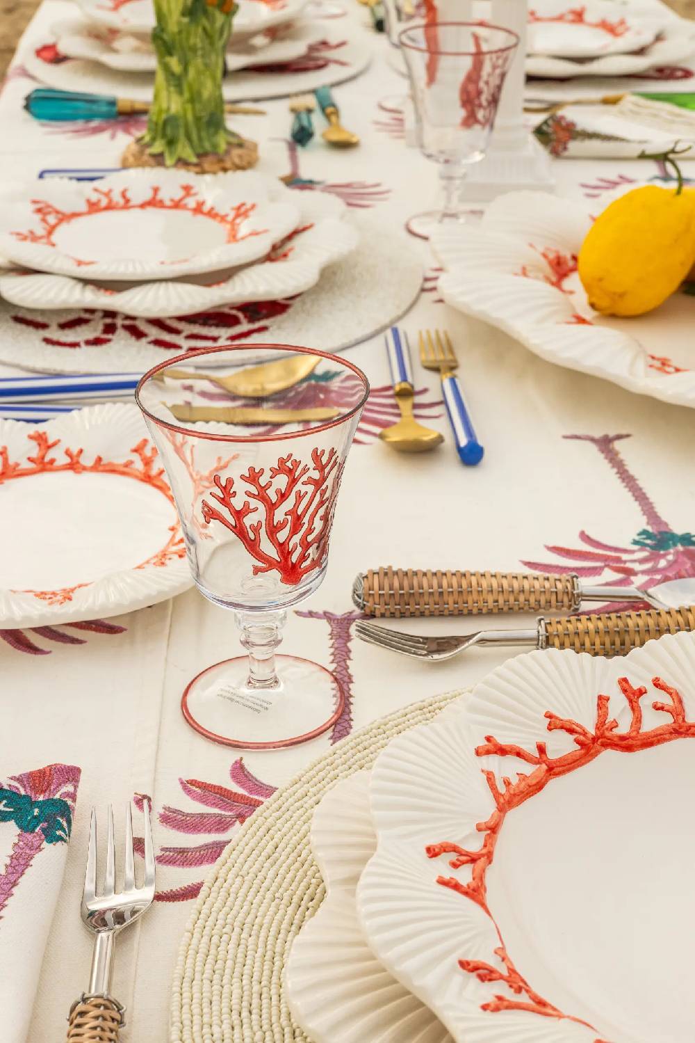 Les Ottomans Set of four coral glasses Promozione Limitata