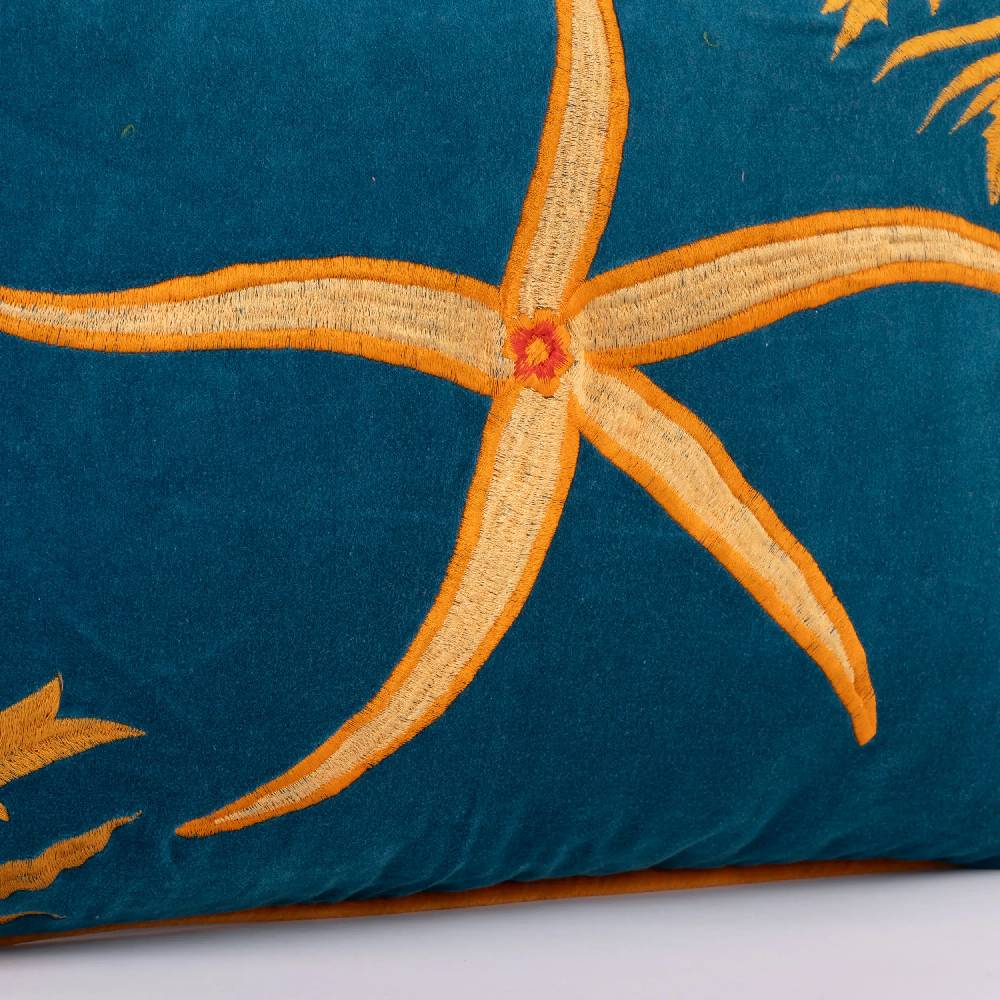 Les Ottomans Hand-embroidered cotton velvet cushion EBC14 Saldi