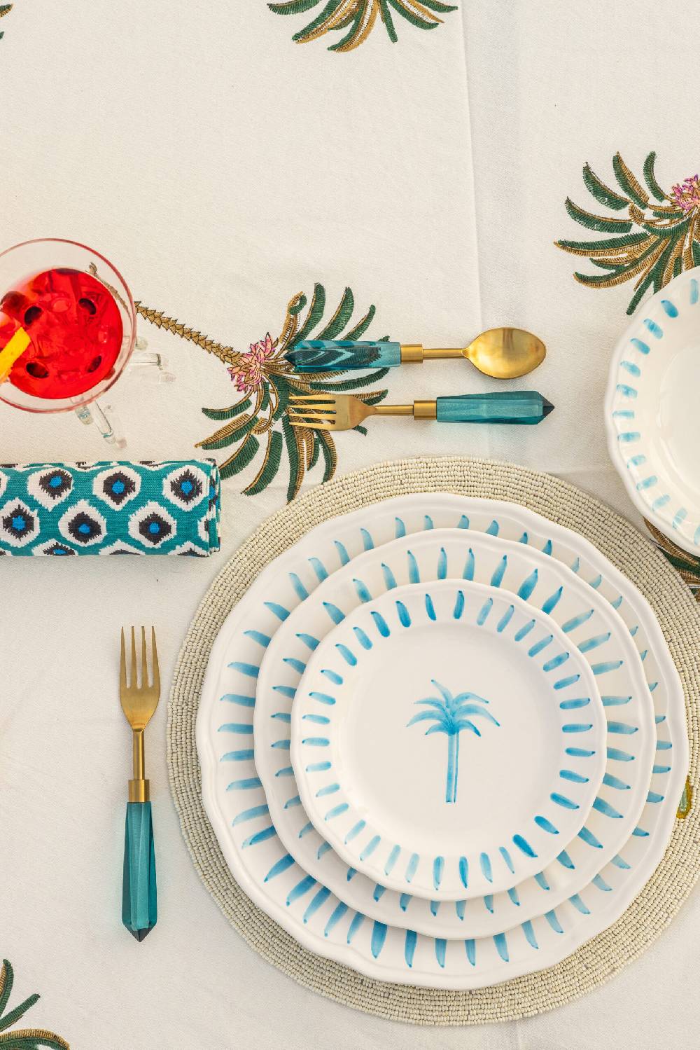 Les Ottomans Palm handpainted ceramic dessert plate I Più Venduti