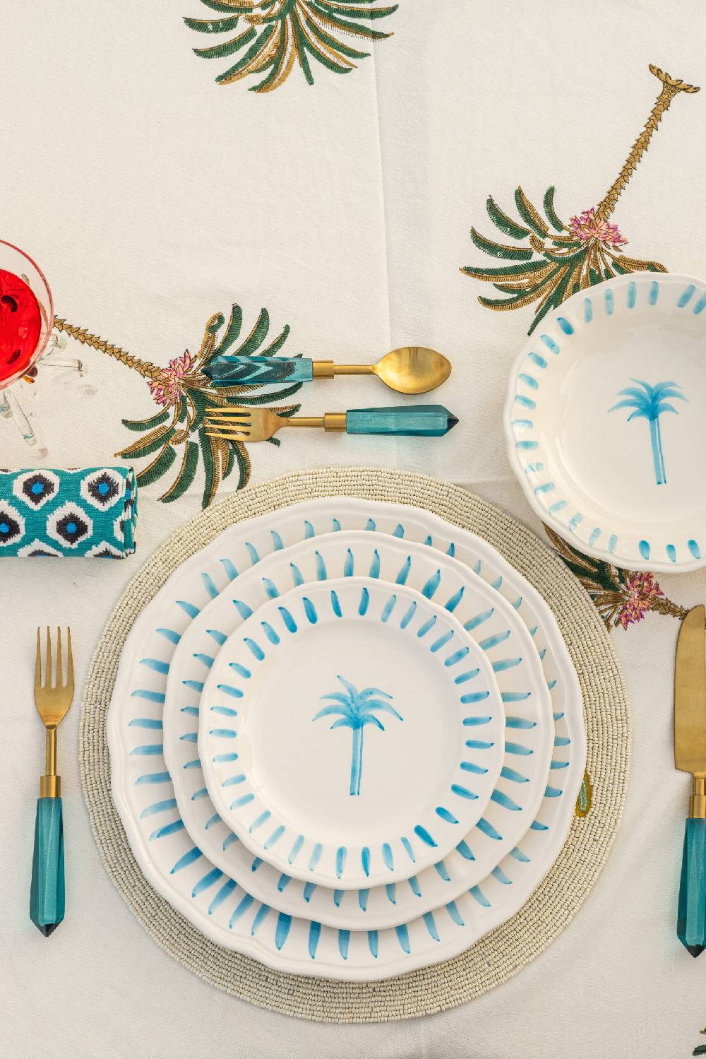 Les Ottomans Palm handpainted ceramic bowl In Saldo