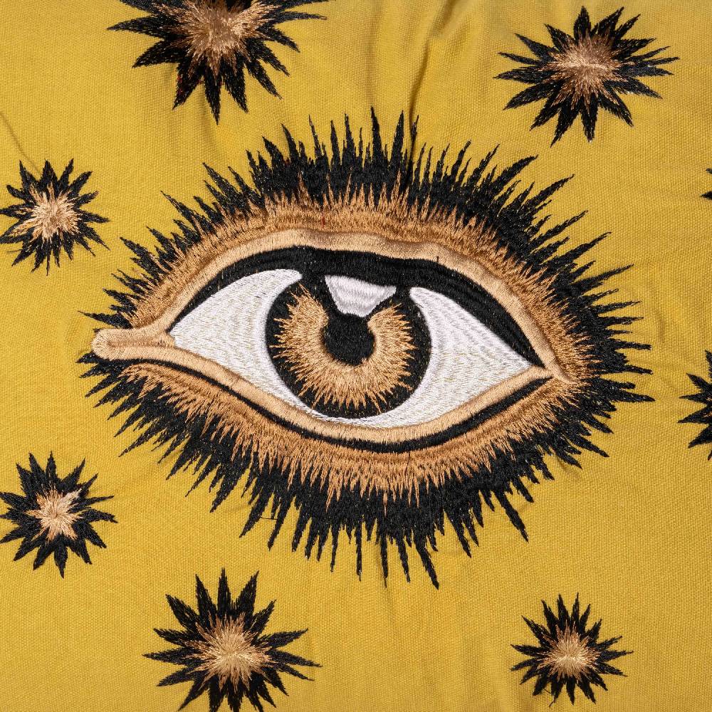 Les Ottomans Eye hand-embroidered cotton cushion EYBC02 Vendita
