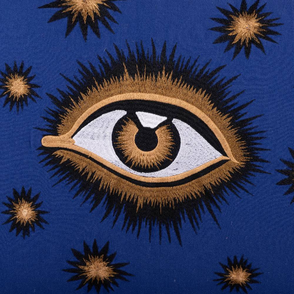 Les Ottomans Eye hand-embroidered cotton cushion EYBC05 Pezzi Unici