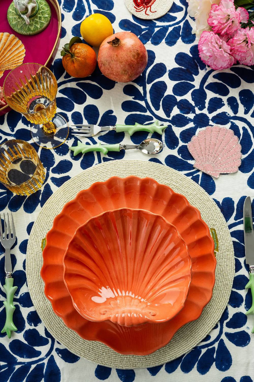 Les Ottomans Shell handpainted ceramic dessert plate Qualità
