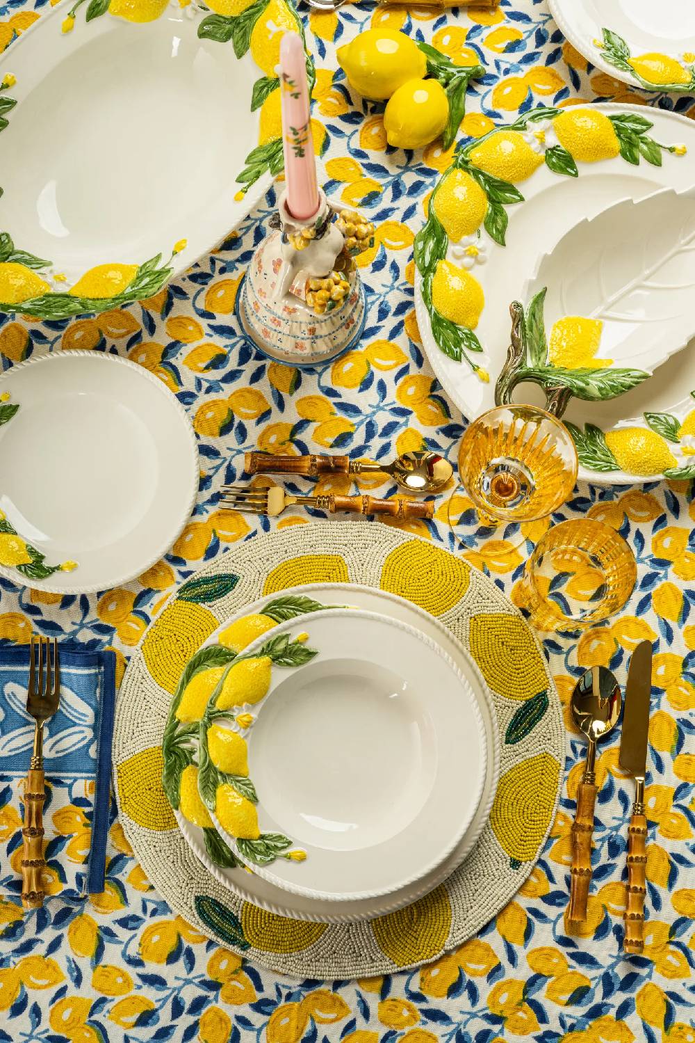 Les Ottomans Lemon handpainted ceramic tray Vendita