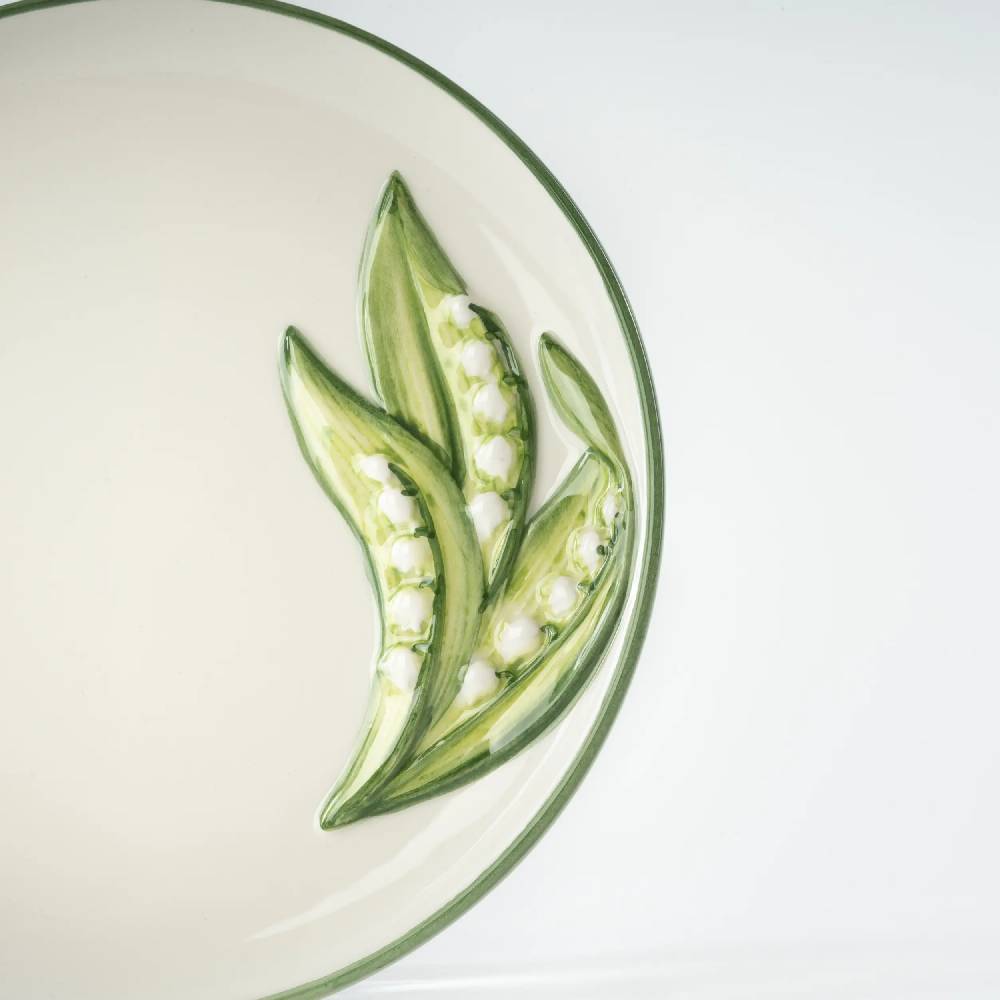 Les Ottomans Lilly of the valley handpainted ceramic dessert plate Presa