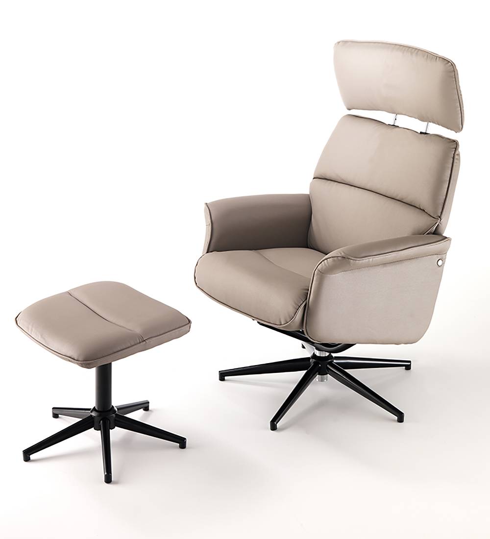 Oresteluchetta poltrona comfort girevole con pouf NORY TORTORA Promozione Limitata