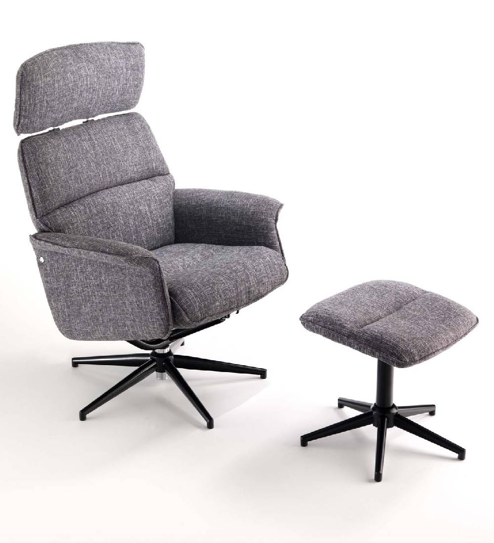 Oresteluchetta poltrona comfort girevole con pouf NORY Sconto