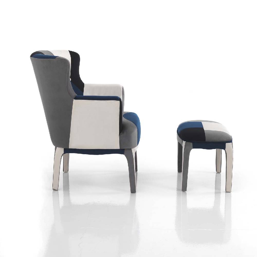 Oresteluchetta poltrona + pouf LIAM BLUE Economico