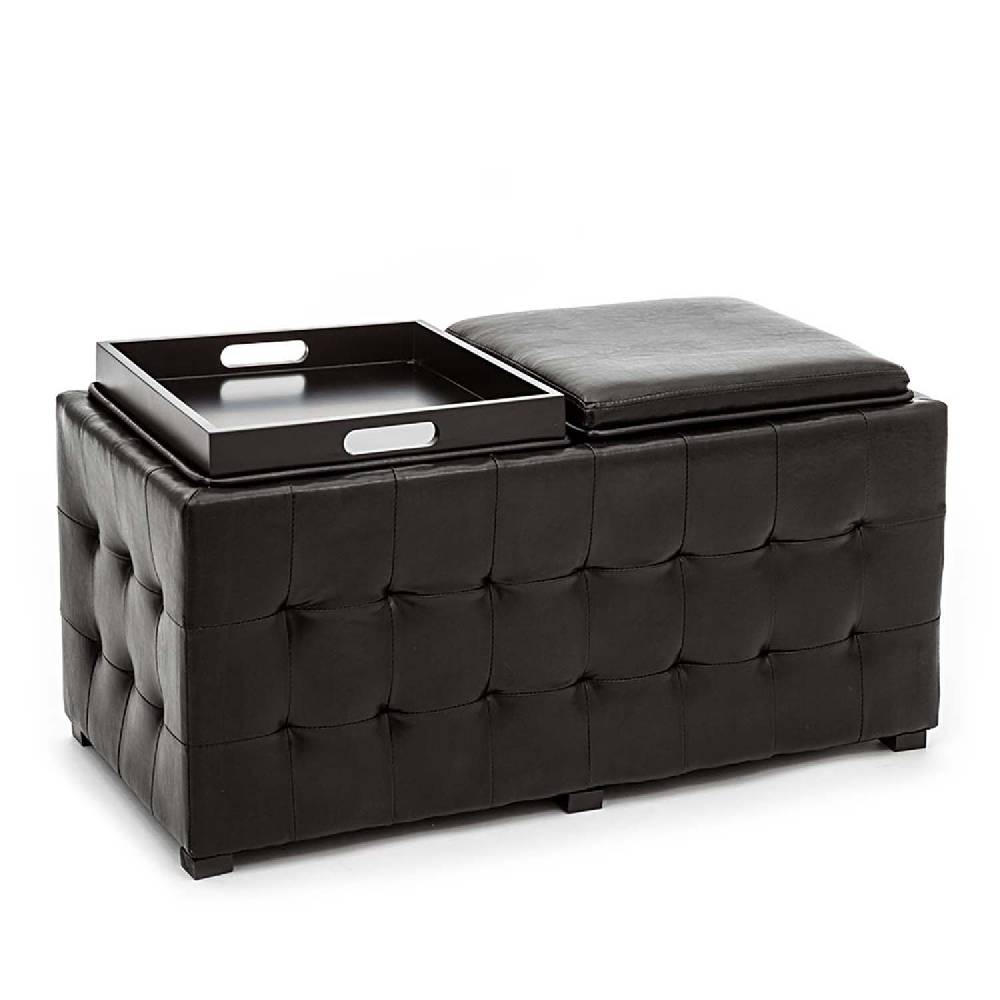 Oresteluchetta doppio pouf poggiapiedi LOWELL BLACK In Saldo