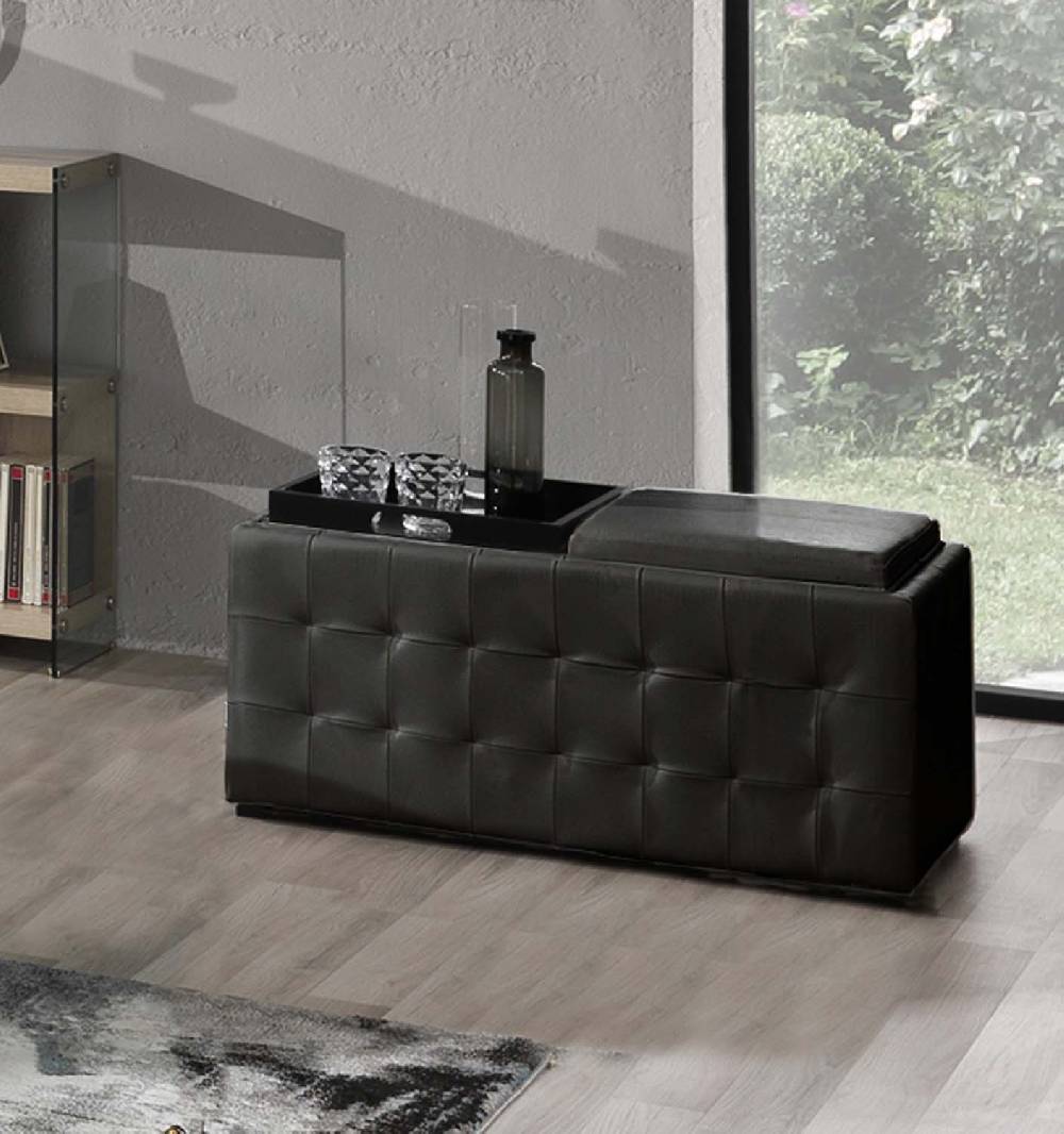 Oresteluchetta doppio pouf poggiapiedi LOWELL BLACK In Saldo