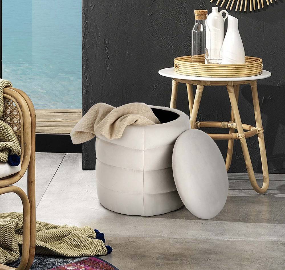 Oresteluchetta Pouf imbottito contenitore BURLEY WHITE Sottocosto