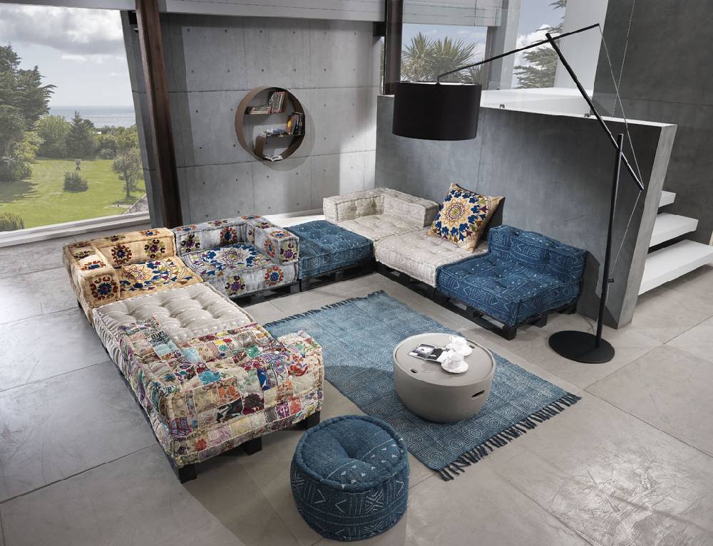 Oresteluchetta Pouf rotondo YANTRA BLUE Sconto