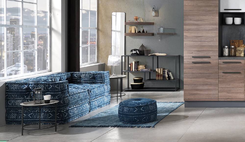 Oresteluchetta Pouf rotondo YANTRA BLUE Sconto