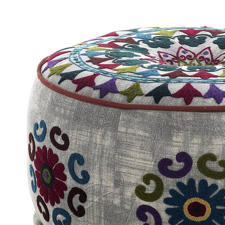 Oresteluchetta Pouf rotondo YANTRA LIGHT GREY In Vendita