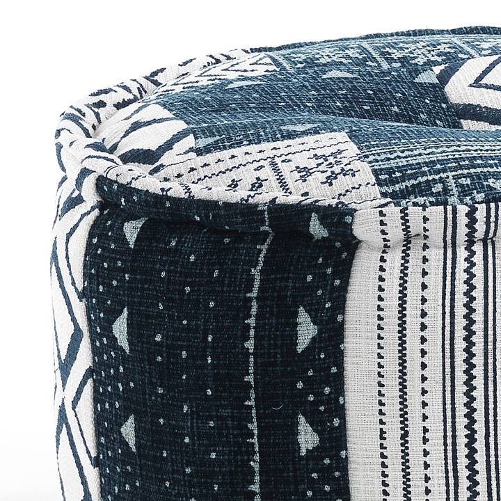 Oresteluchetta Pouf rotondo YANTRA WHITE/BLUE Saldi Di Fabbrica