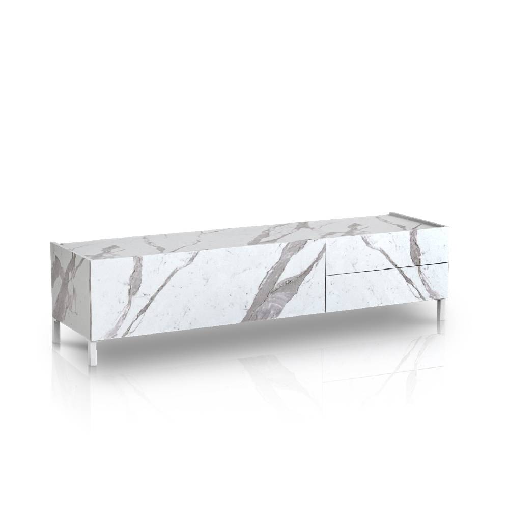 Oresteluchetta PORTA TV BURHAM WHITE MARBLE Pezzi Unici