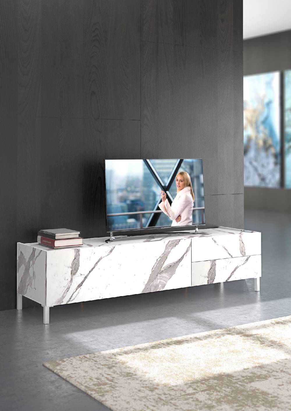 Oresteluchetta PORTA TV BURHAM WHITE MARBLE Pezzi Unici