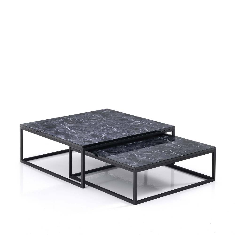 Oresteluchetta Set 2 tavolini OMAHA BLACK MARBLE