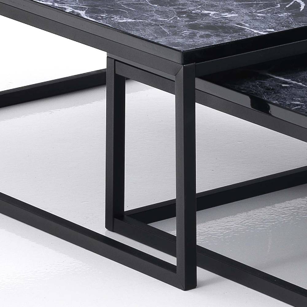 Oresteluchetta Set 2 tavolini OMAHA BLACK MARBLE In vendita