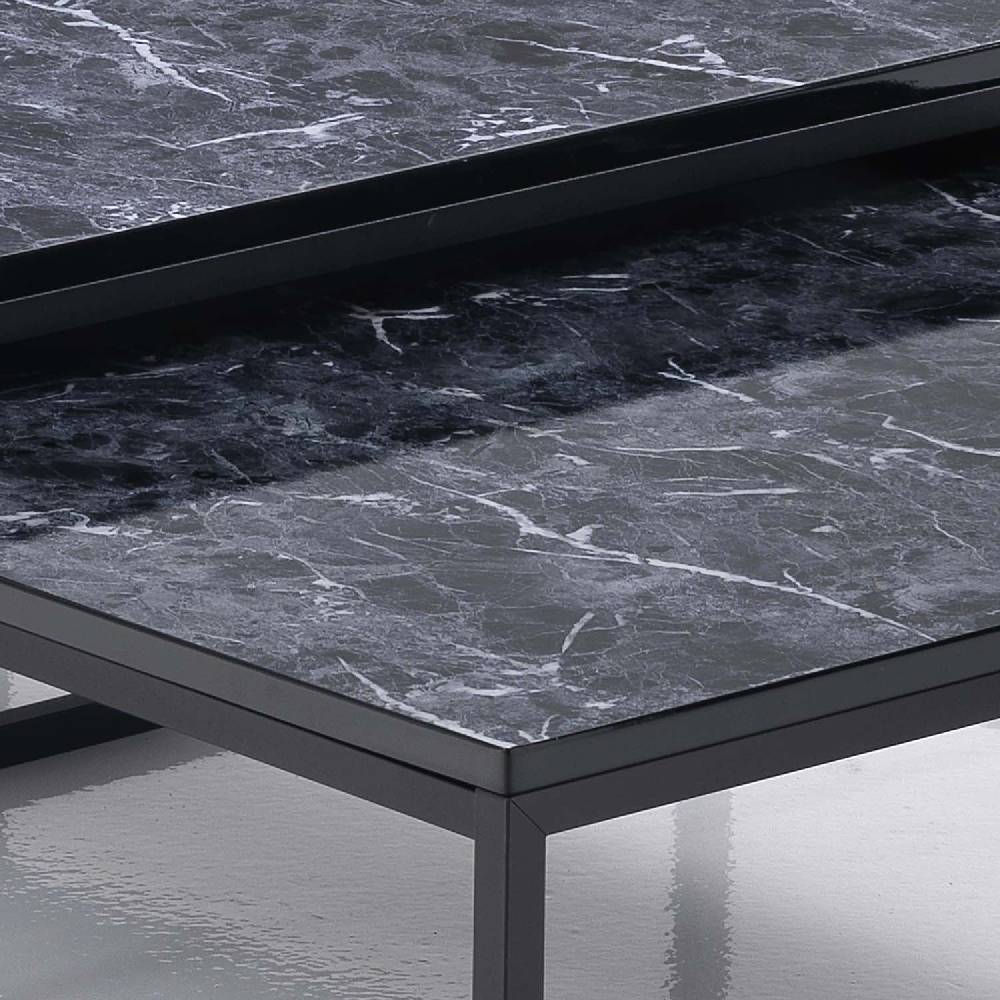 Oresteluchetta Set 2 tavolini OMAHA BLACK MARBLE In vendita