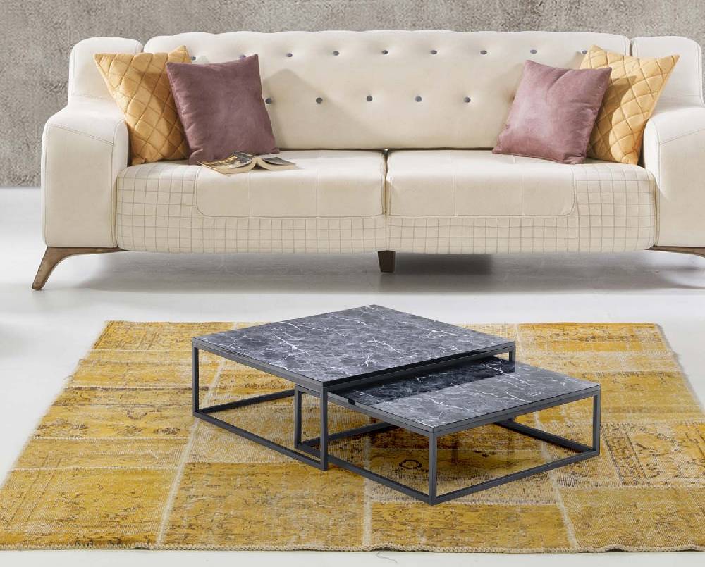 Oresteluchetta Set 2 tavolini OMAHA BLACK MARBLE In vendita