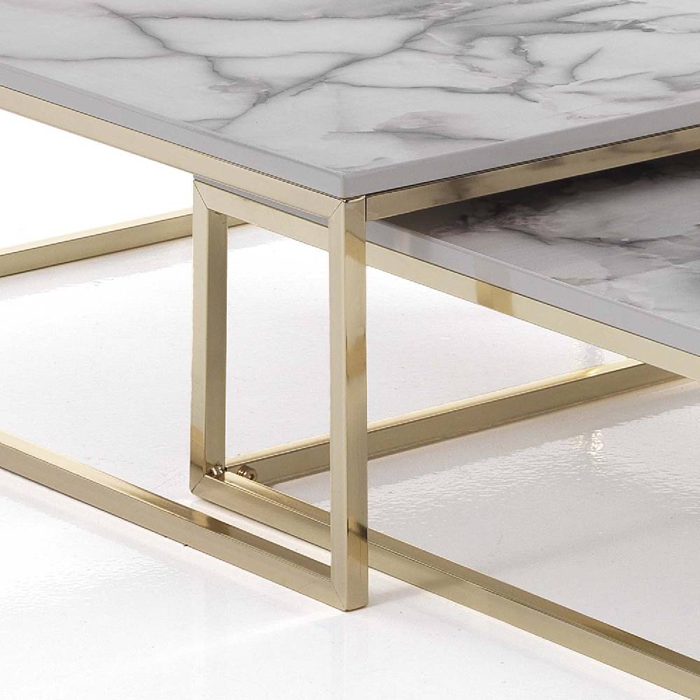 Oresteluchetta Set 2 tavolini OMAHA WHITE MARBLE Duty-free