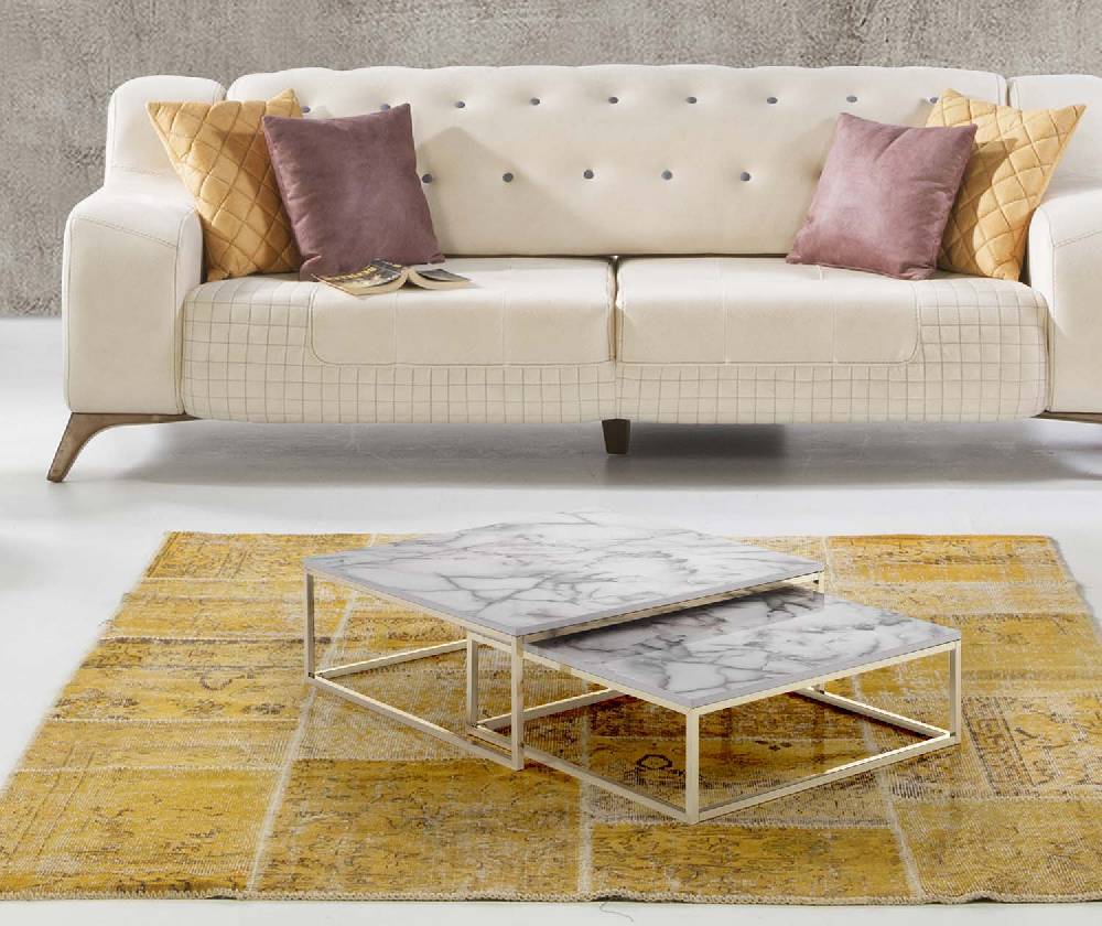 Oresteluchetta Set 2 tavolini OMAHA WHITE MARBLE Duty-free