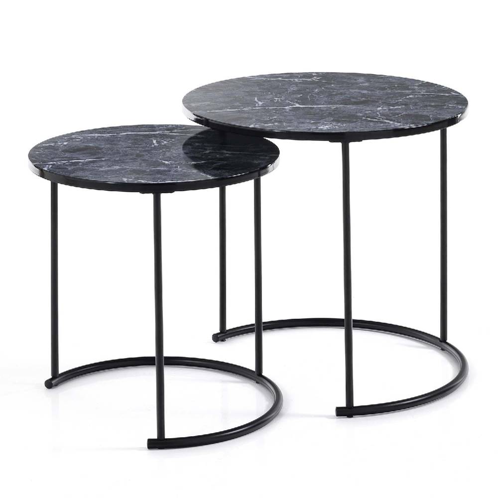 Oresteluchetta Set 2 tavolini OMAHA BLACK MARBLE