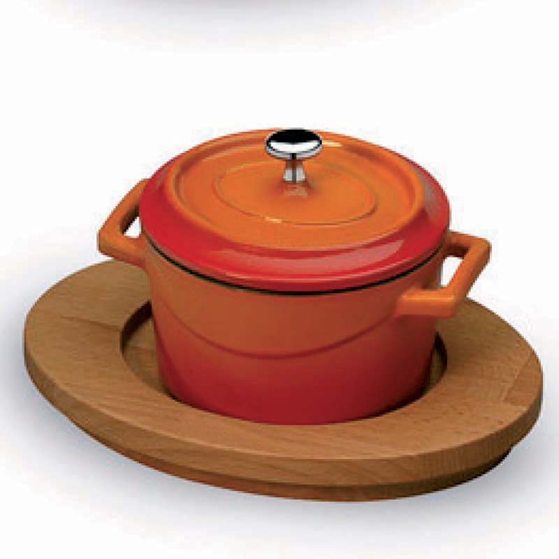Pentole Agnelli Vassoio in legno per mini casseruola tonda In Linea