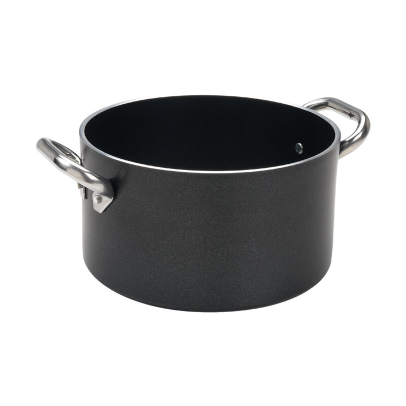 Pentole Agnelli Casseruola antiaderente AlBlack alta in alluminio 5mm – 2 maniglie