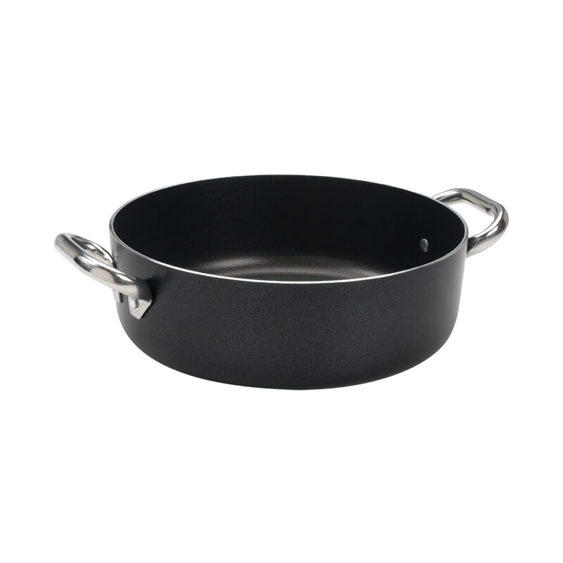 Pentole Agnelli Casseruola antiaderente AlBlack bassa in alluminio 3mm – 2 maniglie