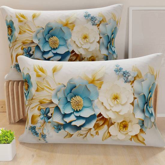 PETTI Federe Cuscini in Stampa Digitale, Flower Ceramic 03 Azzurro Online