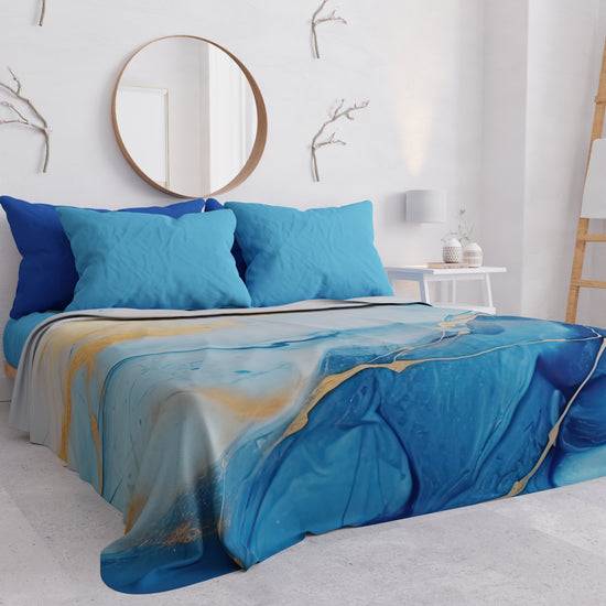 PETTI Copriletto Estivo, Coperta Leggera, Lenzuola Copriletto Marble Azzurro Promozione