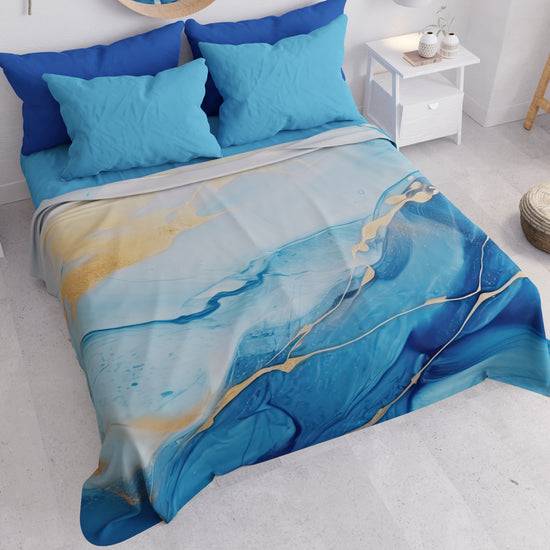 PETTI Copriletto Estivo, Coperta Leggera, Lenzuola Copriletto Marble Azzurro Promozione