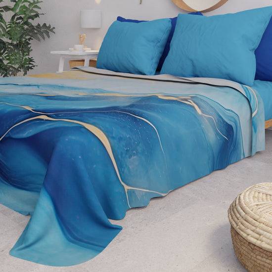 PETTI Copriletto Estivo, Coperta Leggera, Lenzuola Copriletto Marble Azzurro Promozione