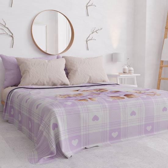 PETTI Copriletto Estivo, Coperta Leggera, Lenzuola Copriletto Teddy Love Lilla Pezzi Unici