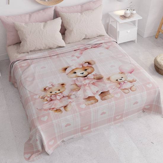 PETTI Copriletto Estivo, Coperta Leggera, Lenzuola Copriletto Teddy Love Rosa Soddisfazione Garantita