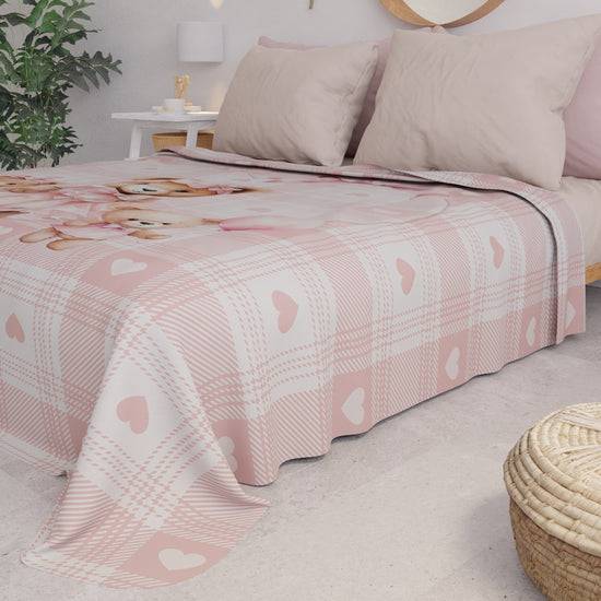 PETTI Copriletto Estivo, Coperta Leggera, Lenzuola Copriletto Teddy Love Rosa Soddisfazione Garantita
