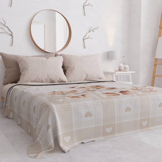PETTI Copriletto Estivo, Coperta Leggera, Lenzuola Copriletto Teddy Love Tortora Qualità Garantita