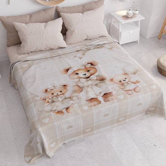 PETTI Copriletto Estivo, Coperta Leggera, Lenzuola Copriletto Teddy Love Tortora Qualità Garantita