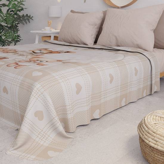 PETTI Copriletto Estivo, Coperta Leggera, Lenzuola Copriletto Teddy Love Tortora Qualità Garantita