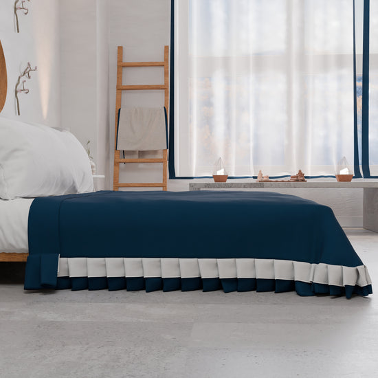 PETTI Copriletto Matrimoniale Estivo, Copriletto con Doppio Volant, Blu Notte Fino Al -60%