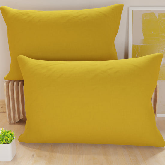 PETTI Federe, Coppia Federe, Copricuscini, 100% Microfibra Anallergica, Giallo Ocra