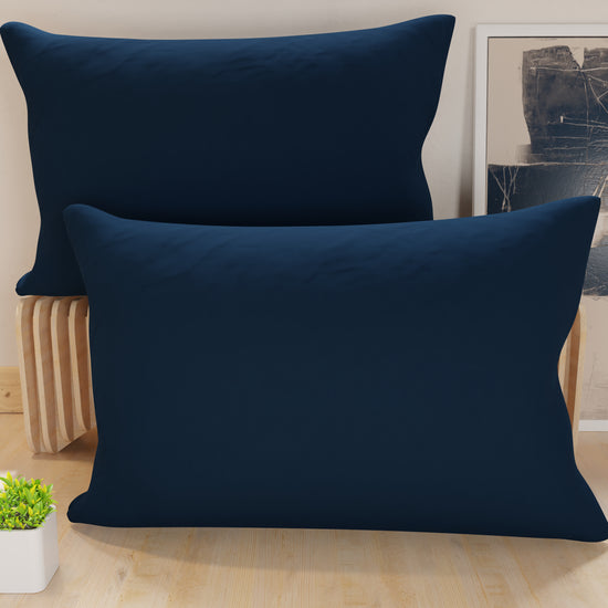 PETTI Federe, Coppia Federe, Copricuscini, 100% Microfibra Anallergica, Blu Notte