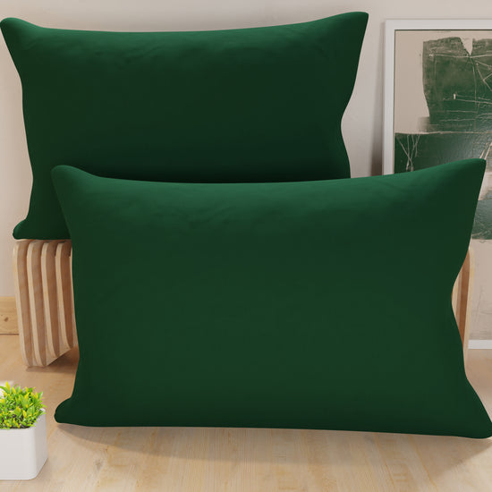 PETTI Federe, Coppia Federe, Copricuscini, 100% Microfibra Anallergica, Verde Smeraldo