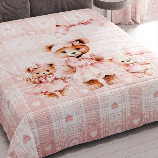PETTI Trapuntino Copriletto Primaverile Autunnale in Stampa Digitale Teddy Love Rosa Negozio