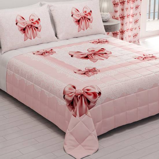 PETTI Trapuntino Copriletto Primaverile Autunnale in Stampa Digitale Fiocco Rosa Moda