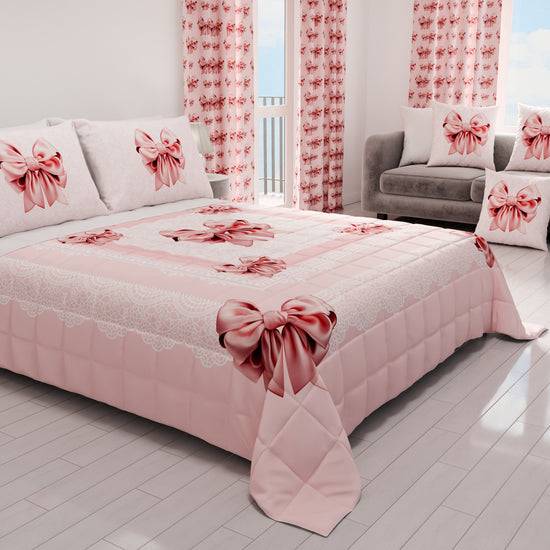 PETTI Trapuntino Copriletto Primaverile Autunnale in Stampa Digitale Fiocco Rosa Moda
