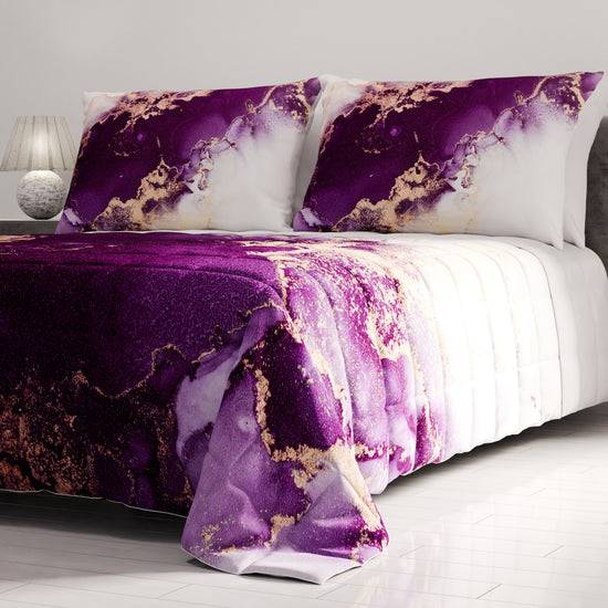 PETTI Trapuntino Copriletto Primaverile Autunnale in Stampa Digitale Marble Viola Consegna Veloce