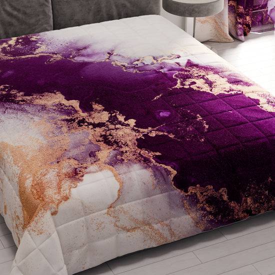 PETTI Trapuntino Copriletto Primaverile Autunnale in Stampa Digitale Marble Viola Consegna Veloce